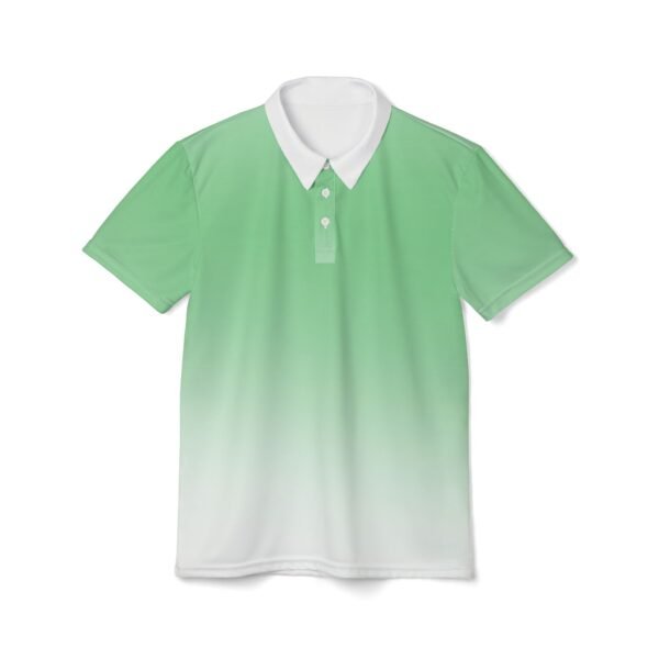 Pastel Green White Gradient Polo Shirt - Spring Tennis, Unisex Cotton, Casual Golf Wear, Classic Collar Tee, Sporty Short Sleeve - Image 2