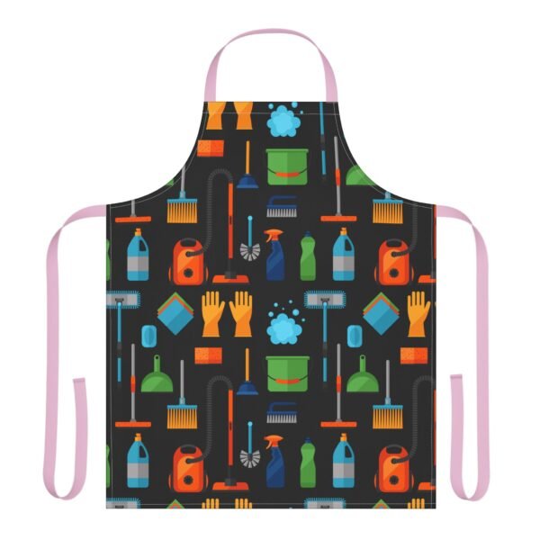 Apron, Cleaning Supplies Pattern Apron for Housekeeping, Colorful Kitchen Cooking Smock with 5-Color Straps, Home Cleaning Apron, - Image 17