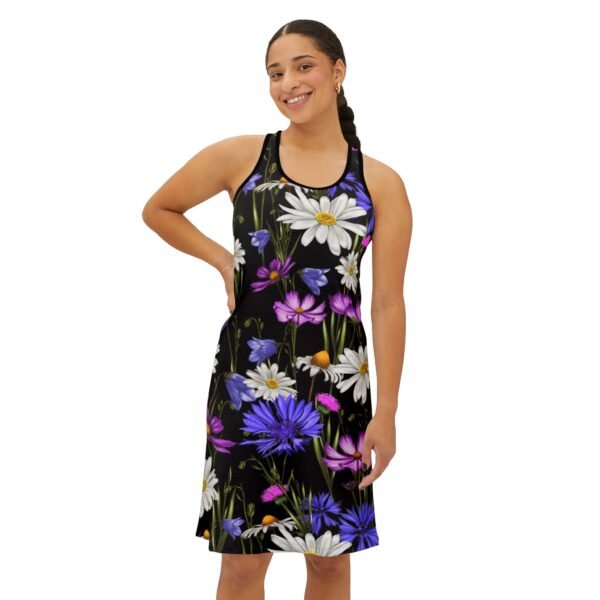 Spring Floral Women's Racerback Dress - Casual and Evening Wear, Flower Print Sundress, Summer Outfit, Party Attire, Sleeveless Midi Dress - Image 5