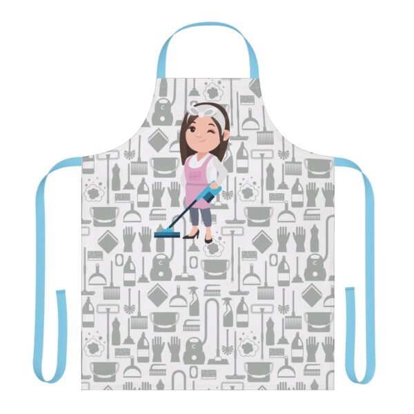 Apron, Cleaning Pattern Apron with 5-Color Straps, Kitchen Smock, Adjustable Full Coverage Workwear Pinafore, Gift for Home - Image 13