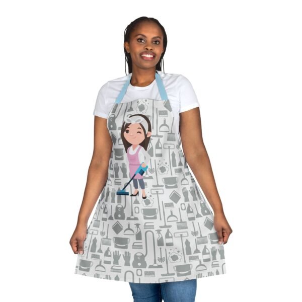 Apron, Cleaning Pattern Apron with 5-Color Straps, Kitchen Smock, Adjustable Full Coverage Workwear Pinafore, Gift for Home - Image 16