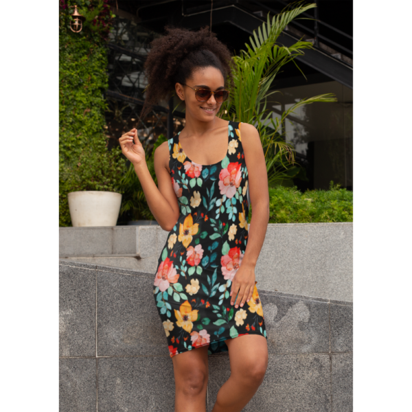 Floral Racerback Dress, Women's Sundress, Spring Floral Dress, Flowy Summer Dress - Image 3