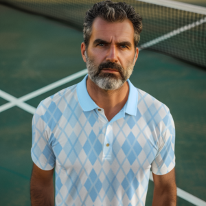 Spring Pastel Blue and White Diamond Pattern Unisex Polo Shirt, Men's Women's Summer Casual Golf Tee, Office Business Attire, Easter Gift,
