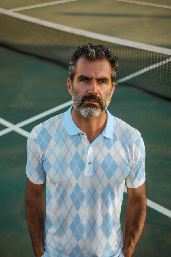 Spring Pastel Blue and White Diamond Pattern Unisex Polo Shirt, Men's Women's Summer Casual Golf Tee, Office Business Attire, Easter Gift,