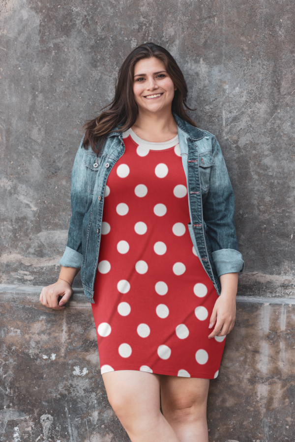 Polka Dot T-Shirt Dress, Red and White Dress, Cute Summer Dress, Casual Polka Dot Dress, Women's Tshirt Dress