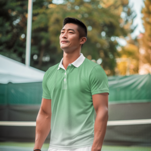 Pastel Green White Gradient Polo Shirt - Spring Tennis, Unisex Cotton, Casual Golf Wear, Classic Collar Tee, Sporty Short Sleeve