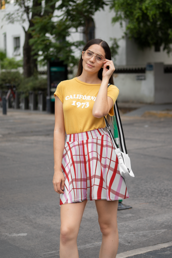 Plaid Skater Skirt, Red Pink Checkered Plaid Skirt, Spring Picnic A-Line Mini Skirt, Women's Fashion Apparel, Cute Casual Skirt, Elastic