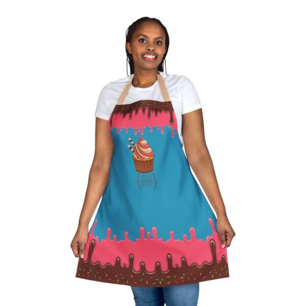 Apron, Cute Chocolate Pink Icing Confetti Design, Custom Logo, Personalized Baking Cooking Gift, Kitchen Chef, 5-Color Straps, Holiday - Image 12