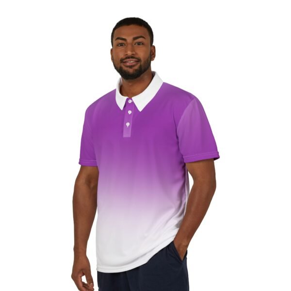 Spring Gradient Unisex Polo Shirt, Light Purple White Ombre Tee, Pastel Color Block Top, Men Women Spring Fashion, Easter Holiday, Summer - Image 4