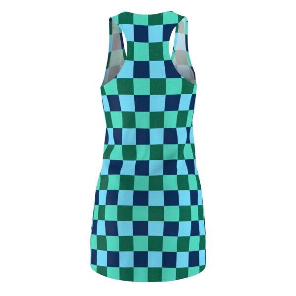 Racerback Dress, Casual Blue Checkered Dress, Spring Women's Dress, Sleeveless Summer Dress, Check Print Dress - Image 4