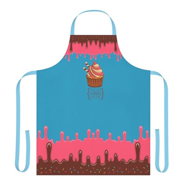 Apron, Cute Chocolate Pink Icing Confetti Design, Custom Logo, Personalized Baking Cooking Gift, Kitchen Chef, 5-Color Straps, Holiday - Image 2