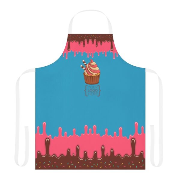 Apron, Cute Chocolate Pink Icing Confetti Design, Custom Logo, Personalized Baking Cooking Gift, Kitchen Chef, 5-Color Straps, Holiday - Image 5