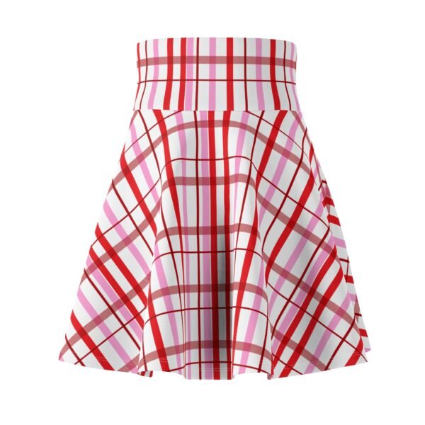 Plaid Skater Skirt, Red Pink Checkered Plaid Skirt, Spring Picnic A-Line Mini Skirt, Women's Fashion Apparel, Cute Casual Skirt, Elastic - Image 5