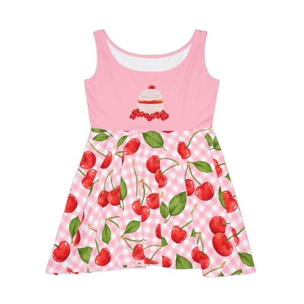 Cherry Cupcake Picnic Skater Dress, Flare Sleeveless Spring Women Dress, Summer Party Outfit, Cute Food Print Clothes, Teen Girl Fashion - Image 4