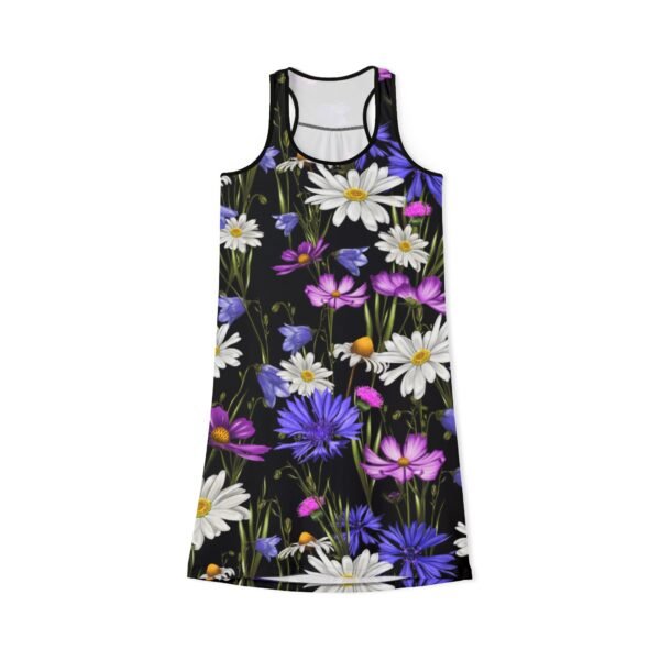Spring Floral Women's Racerback Dress - Casual and Evening Wear, Flower Print Sundress, Summer Outfit, Party Attire, Sleeveless Midi Dress - Image 3