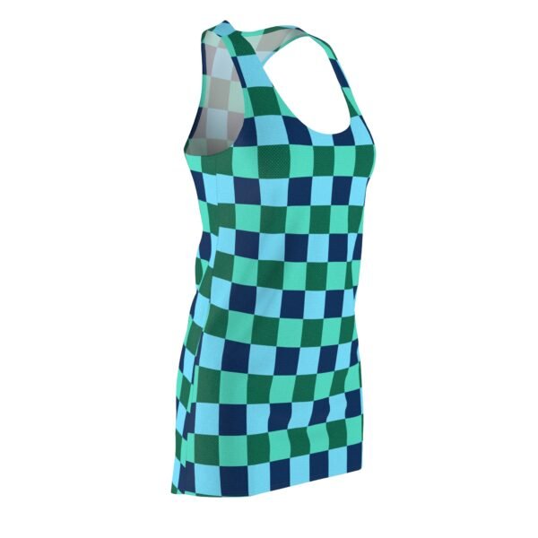 Racerback Dress, Casual Blue Checkered Dress, Spring Women's Dress, Sleeveless Summer Dress, Check Print Dress - Image 5