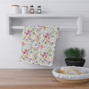 Spring Flowers Tea Towel - Kitchen Dish Cloth, Floral Hand Towel, Farmhouse Decor, Housewarming Gift, Easter Hostess Gift