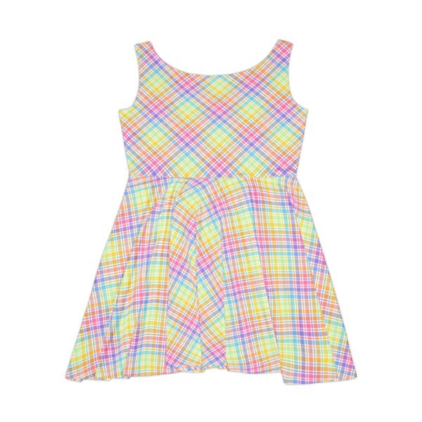 Spring Plaid Women's Dress, Yellow Pink Blue Skater Dress, Summer Fashion Apparel, Casual Flare Dress, Bright Colorful Outfit, Teen Girl - Image 4