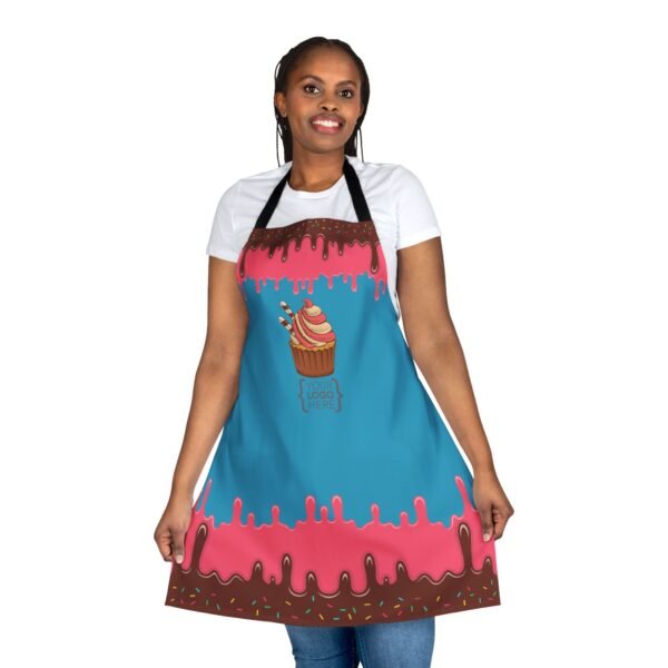 Apron, Cute Chocolate Pink Icing Confetti Design, Custom Logo, Personalized Baking Cooking Gift, Kitchen Chef, 5-Color Straps, Holiday - Image 16