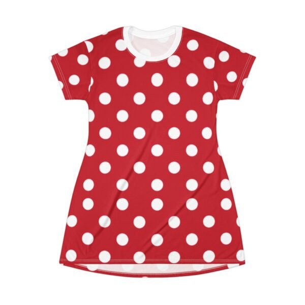 Polka Dot T-Shirt Dress, Red and White Dress, Cute Summer Dress, Casual Polka Dot Dress, Women's Tshirt Dress - Image 3