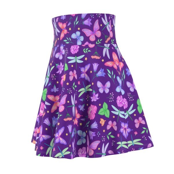 Spring Butterfly and Dragonfly Pattern Skater Skirt, Women's Flared Mini Skirt, Summer Insect Print Circle Skirt, Nature Inspired A-Line - Image 3