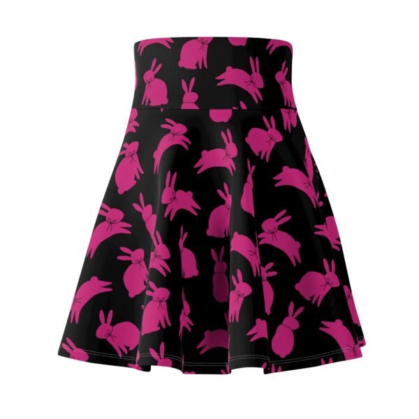 Bunny Skater Skirt, Easter Spring Women's Skater Skirt, Black Pink Skirt, Cute Rabbit Skirt, Flare Mini Skirt - Image 6