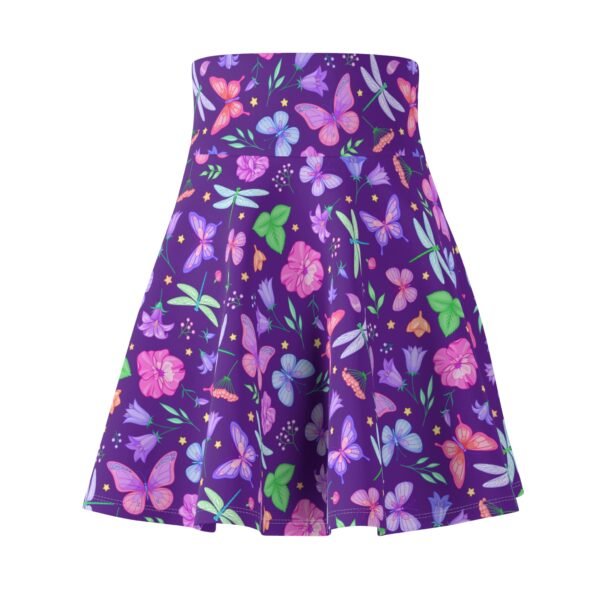 Spring Butterfly and Dragonfly Pattern Skater Skirt, Women's Flared Mini Skirt, Summer Insect Print Circle Skirt, Nature Inspired A-Line - Image 2