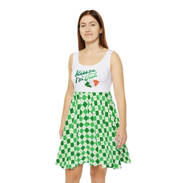 Irish Kiss Me Skater Dress - St. Patricks Day, Green Shamrock Women's Dress, Lucky Clover Print, Irish Pride Outfit - Image 6