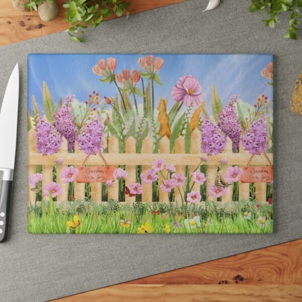 Spring in Bloom Glass Cutting Board - Floral Kitchen Decor, Flower Glass Chopping Board, Botanical Cheese Plate, Nature Serving Tray, Garden - Image 9