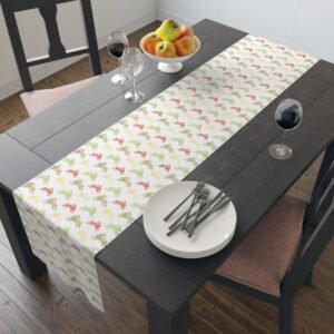 Spring Bunny Pattern Table Runner, Easter Table Decor, Cotton Poly Blend, Kitchen Dining Linens, Home Textile, Farmhouse Decor
