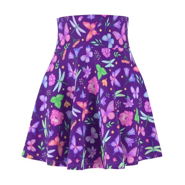 Spring Butterfly and Dragonfly Pattern Skater Skirt, Women's Flared Mini Skirt, Summer Insect Print Circle Skirt, Nature Inspired A-Line