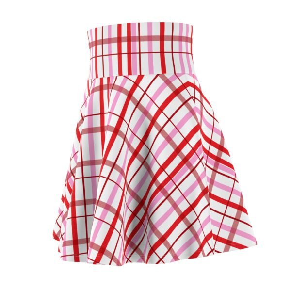 Plaid Skater Skirt, Red Pink Checkered Plaid Skirt, Spring Picnic A-Line Mini Skirt, Women's Fashion Apparel, Cute Casual Skirt, Elastic - Image 6