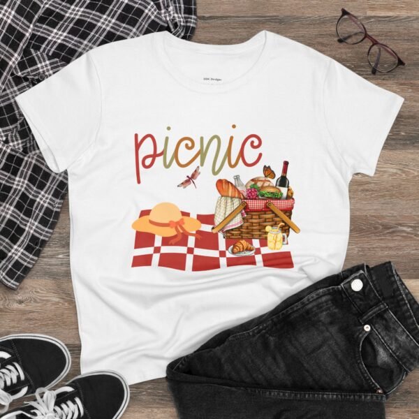 Picnic Cotton Women's Tee, Spring Vintage Shirt, Outdoor Rustic Top, Nature Lover Gift, Floral Graphic T-Shirt