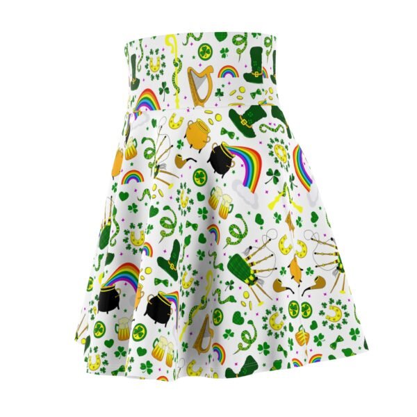 St Patricks Day Skater Skirt, Pot of Gold & Rainbow Pattern, Holiday Apparel, Women's Fashion, Green Skirt, Casual Wear - Image 5