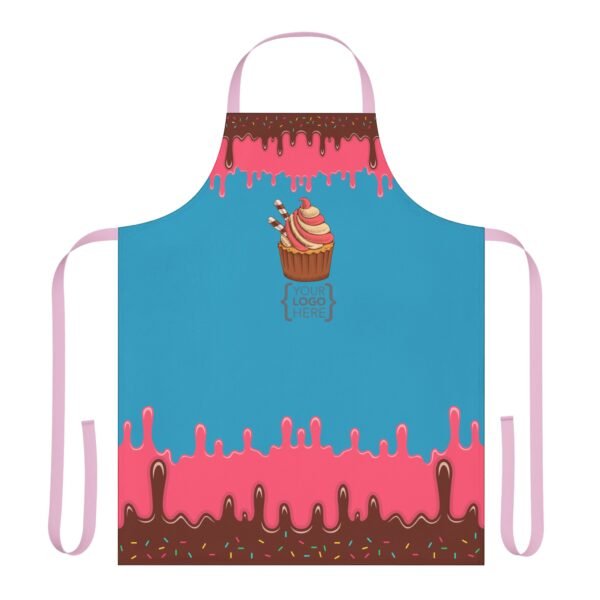 Apron, Cute Chocolate Pink Icing Confetti Design, Custom Logo, Personalized Baking Cooking Gift, Kitchen Chef, 5-Color Straps, Holiday - Image 17