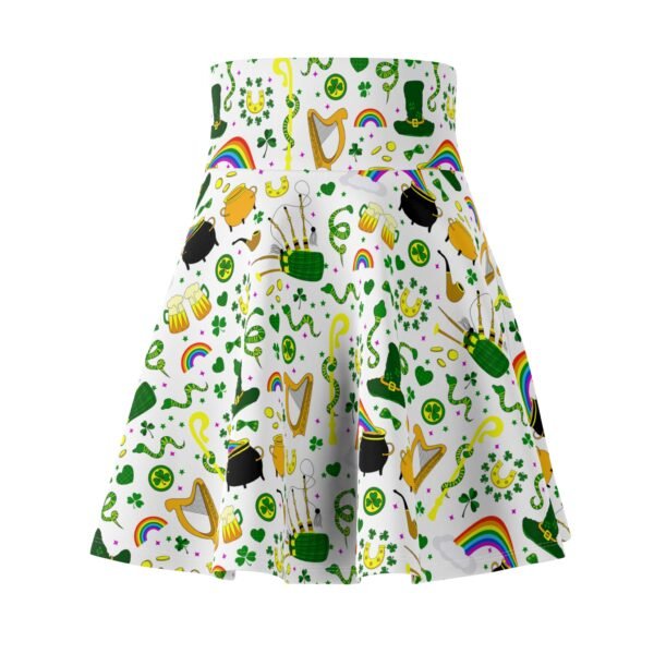 St Patricks Day Skater Skirt, Pot of Gold & Rainbow Pattern, Holiday Apparel, Women's Fashion, Green Skirt, Casual Wear - Image 4