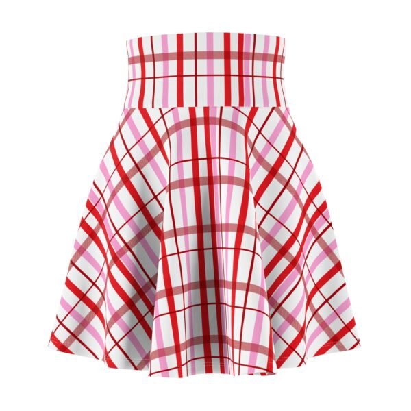 Plaid Skater Skirt, Red Pink Checkered Plaid Skirt, Spring Picnic A-Line Mini Skirt, Women's Fashion Apparel, Cute Casual Skirt, Elastic - Image 4