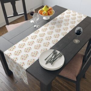 Flower Egg Pattern Table Runner, Spring Table Decor, Cotton Dining Room Linens, Easter Kitchen Decoration, Farmhouse Home Textiles