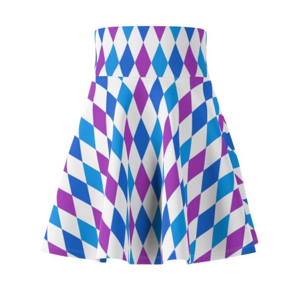 Spring Colored Diamond Skater Skirt - Women's Fashion Apparel, Spring Pattern Mini Skirt, Colorful A-Line Skirt, Women's Casual Wear, - Image 4