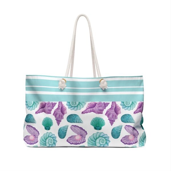 Seashell Weekender Bag, Beach Travel Tote, Nautical Overnight Duffel, Vacation Carry-On Purse, Coastal Getaway Luggage - Image 2
