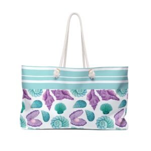 Seashell Weekender Bag, Beach Travel Tote, Nautical Overnight Duffel, Vacation Carry-On Purse, Coastal Getaway Luggage