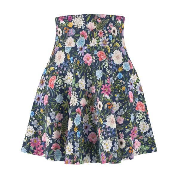 Floral Skater Skirt, Spring Flowers Circle Skirt, Women's Flare Skirt, Botanical A-Line Mini Skirt, Nature Print Midi Skirt - Image 4