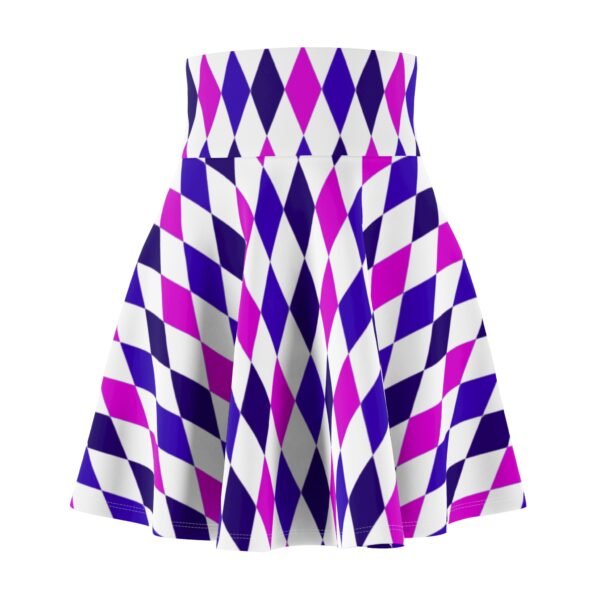 Spring Colored Diamond Pattern Women's Skater Skirt, Flare A-Line Skirt, Knee-Length Circle Skirt, Elastic Waistband, Casual Wear, Fashion - Image 3