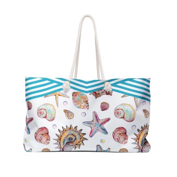 Seashells Beach Pattern Weekender Bag - Tropical Travel Duffel, Large Overnight Tote, Vacation Carry On, Summer Getaway Luggage