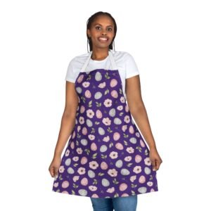 spring flowers and egg pattern apron with 5 different strap colors