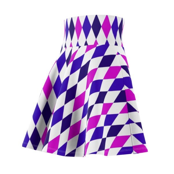 Spring Colored Diamond Pattern Women's Skater Skirt, Flare A-Line Skirt, Knee-Length Circle Skirt, Elastic Waistband, Casual Wear, Fashion - Image 6