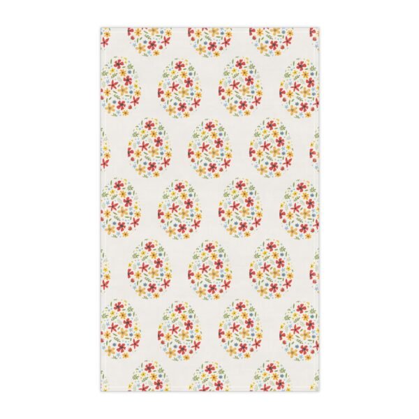 Spring Floral Eggs Tea Towel, Kitchen Decor, Cotton/Poly Dish Towel, Spring Flowers Pattern, Easter Home Decor, Spring Kitchen Towel - Image 2
