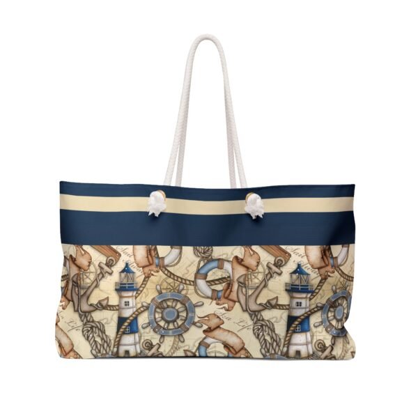 Nautical Pattern Weekender Bag - Beach Travel Duffel, Overnight Tote, Sailor Style Carry-On, Anchor Print Luggage, Sea Theme Vacation Purse
