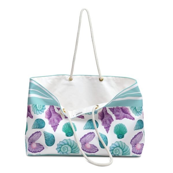 Seashell Weekender Bag, Beach Travel Tote, Nautical Overnight Duffel, Vacation Carry-On Purse, Coastal Getaway Luggage - Image 3