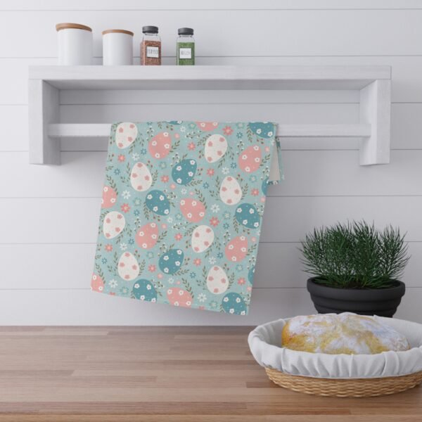 Spring Egg Pattern Tea Towel - Kitchen Dish Cloth, Easter Decor, Farmhouse Dining, Cooking Supplies, Floral Towel